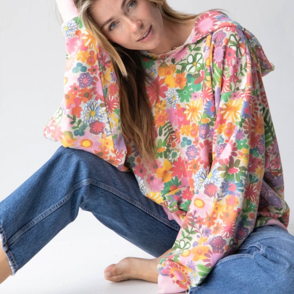 Natural Life Oversized Printed Sweatshirt